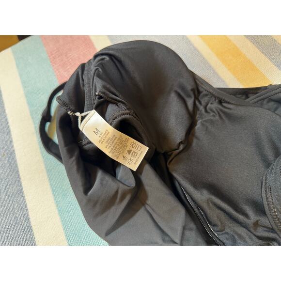 NWOT Chic Black One-Piece Swimsuit - Size Medium - Striped - Picture 5 of 6